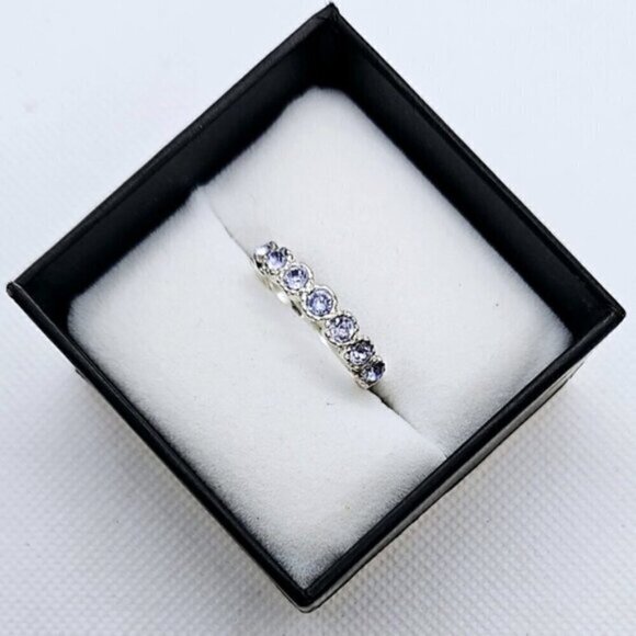 Silver Tone Simulant Tanzanite Band Fashion Ring - Picture 2 of 8